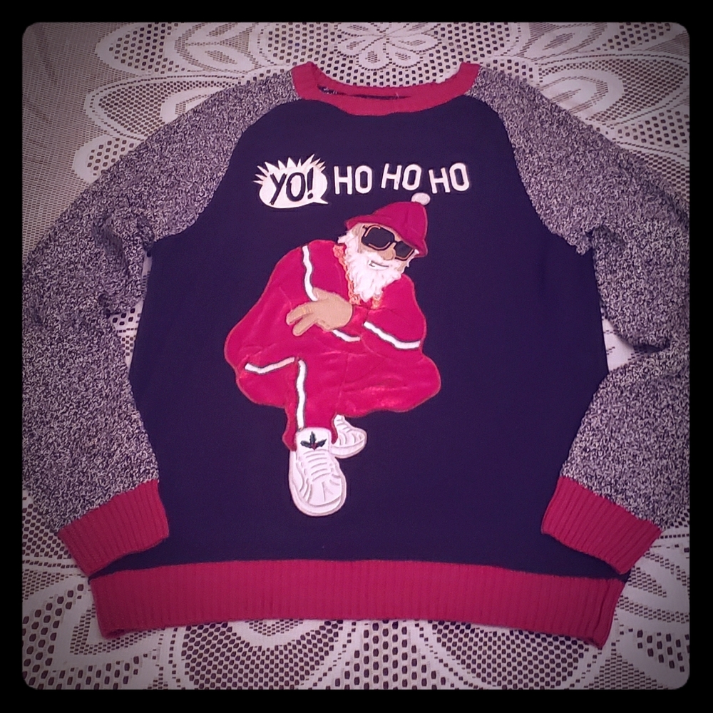 Ugly Christmas Sweater HipHop Santa Sweater Yo Ho
